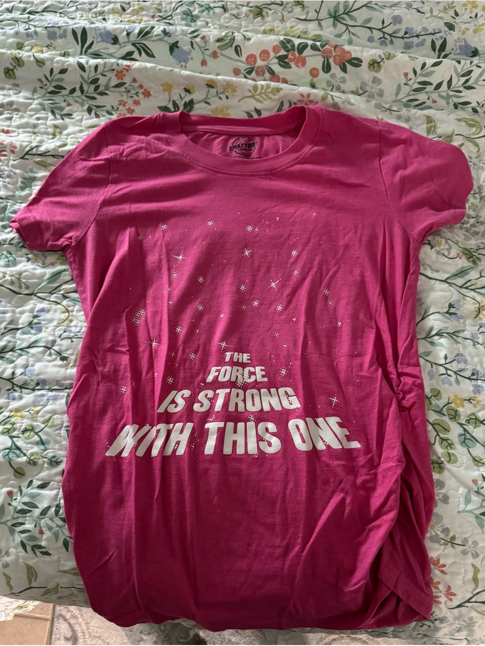 Women's Pink Star Wars Maternity Tee - The Force Is Strong